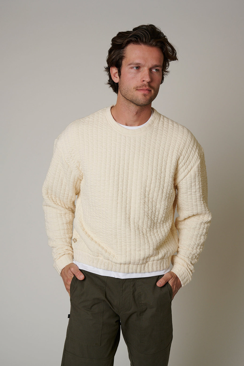 QUILT CREWNECK SWEATER