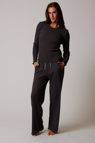 COTTON RIB PALAZZO PANT