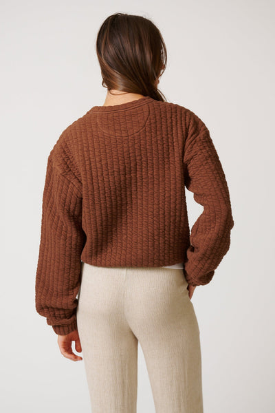 WOMENS QUILT CREWNECK SWEATER