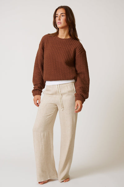 WOMENS QUILT CREWNECK SWEATER